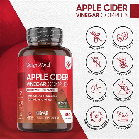 Apple Cider Vinegar With Mother 180 Acv Complex Capsules 1860mg