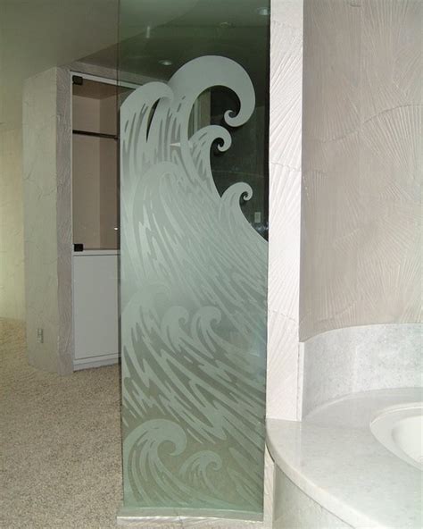 Newport Waves Glass Shower Partition Beach Style Bathroom Other Metro By Sans Soucie Art