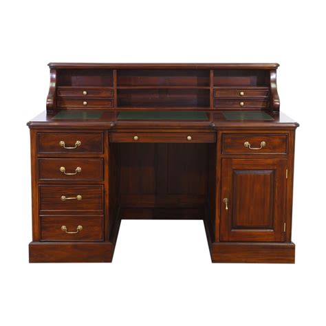 Solid Mahogany Office Reception Desk Leather Top