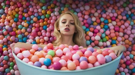 Premium Ai Image A Woman In A Pool Of Balls