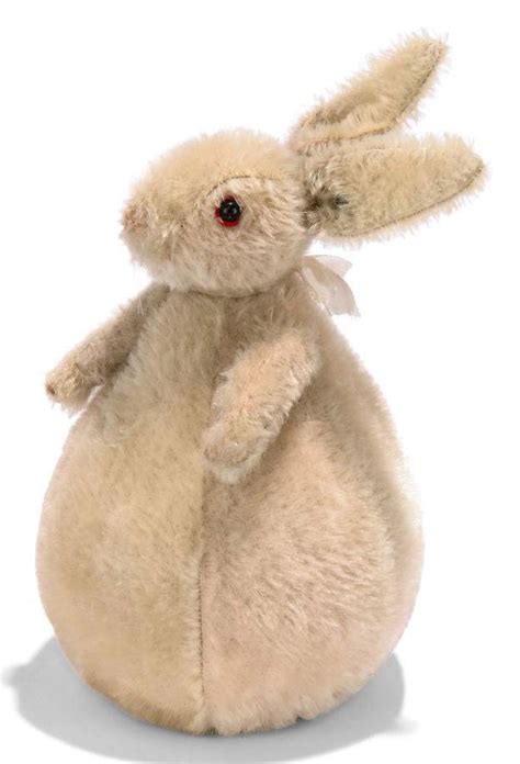A Steiff Roly Poly Rabbit 323 Pale Pink And White Mohair Black