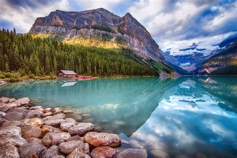 Wallpapers Canada Parks Lake Mountains Forests Stones Scenery Banff