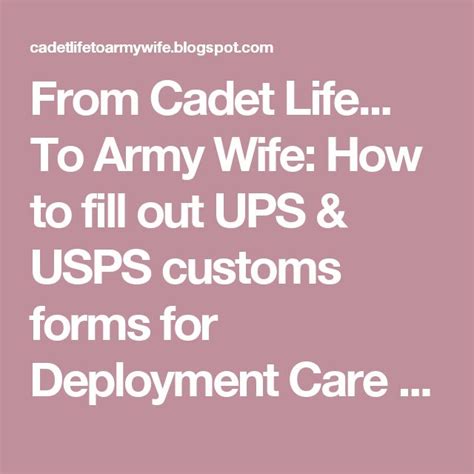 From Cadet Life To Army Wife How To Fill Out Ups And Usps Customs