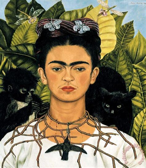 Frida Kahlo Self Portrait With Necklace Of Thorns 1940 Painting Self