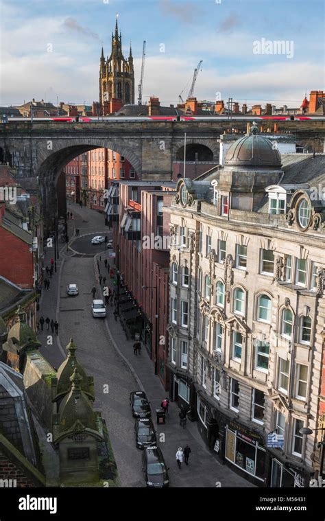 Newcastle Upon Tyne Uk View Of Buildings In The Old Town Sandhill