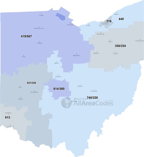 Ohio Area Codes Map List And Phone Lookup