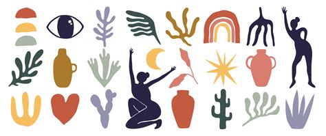 conjunto de resumen orgánico formas inspirado por Matisse hembra