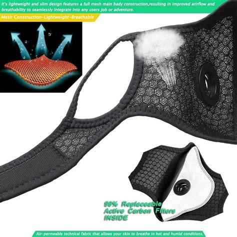 Carbon Filtered Face Mask With 2 Breathing Valve And 4 Pm 25 Washable