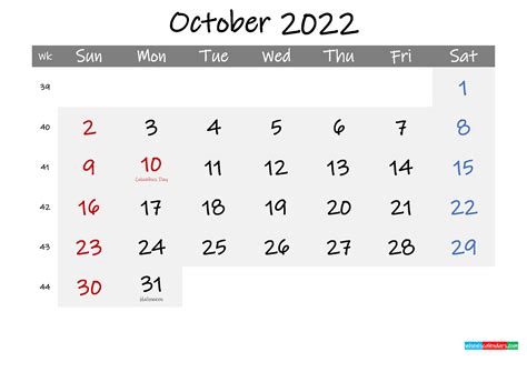 Free October 2022 Monthly Calendar Template Word Template Ink22m178
