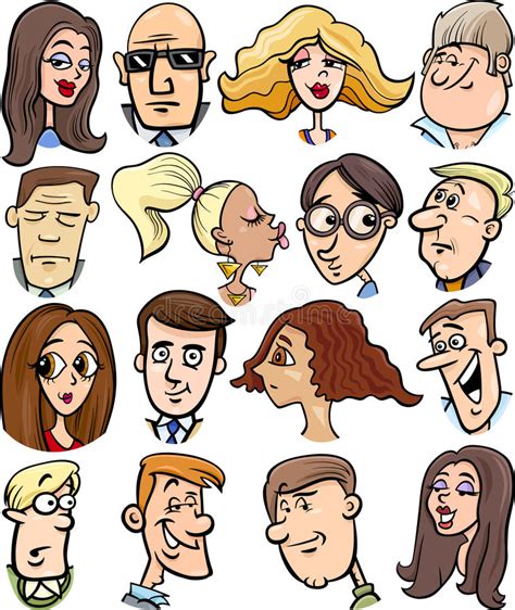 Cartoon People Characters Faces Stock Vector