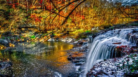 Waterfall Nature River Forest Hd Wallpaper