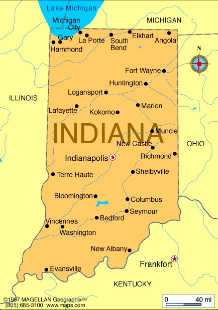 Indiana Map And Indiana Satellite Images
