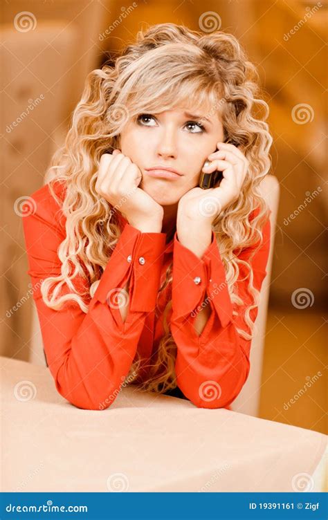 Sad Girl With Curly Hair Stock Image Image Of Chatting 19391161