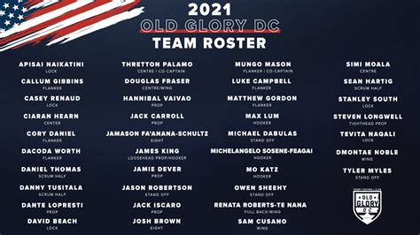 Old Glory Dc Announces Final 2021 Team Roster Old Glory Dc