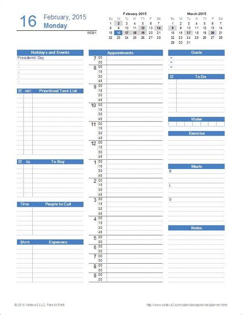 Ultimate Personal Planner Template For Excel Daily Planner Template