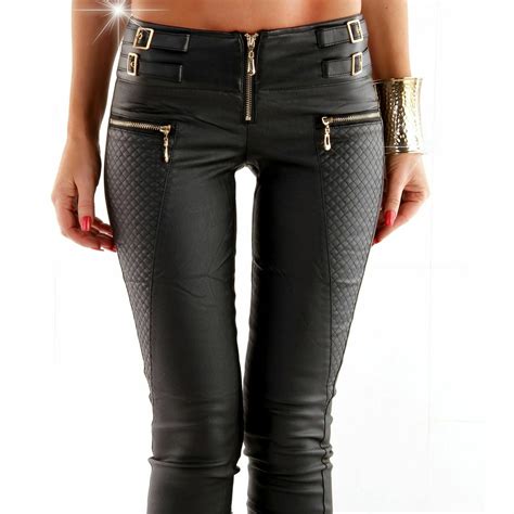 women s skinny slim faux leather pants stretch biker trousers uk 6 14 31 71 picclick