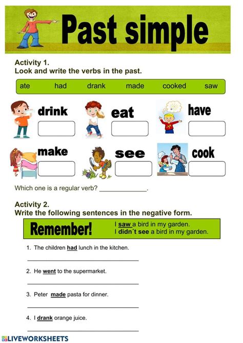 simple interactive worksheet   worksheets  kids verbs
