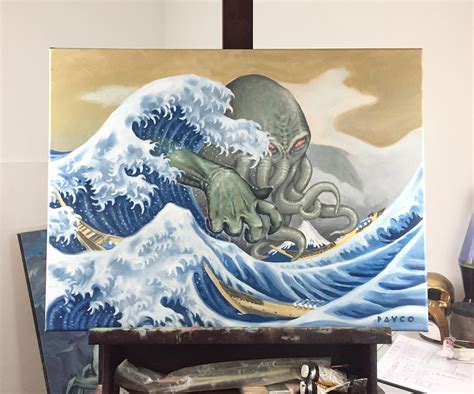 The Great Cthulhu Original Oil Painting On Canvas 18 X Etsy