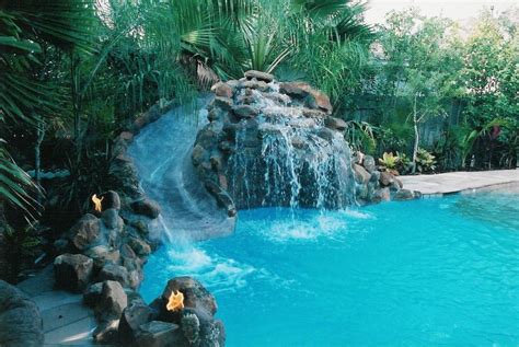 Pools With Waterfalls And Slides Backyard Design Ideas