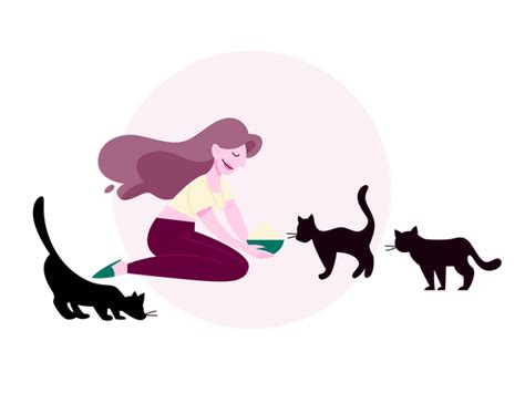 Best Premium Woman Sleeping With Cats Illustration Download In Png And Vector Format