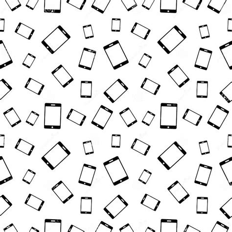 Vector Seamless Black And White Pattern With Mobile Phones Stock