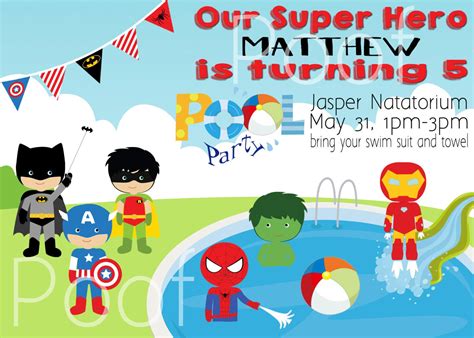 Super Hero Pool Party Invitation By Thepapermommie On Etsy 1st Birthday Themes 1st Birthday