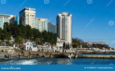 Embankment Of Famous Russian City Sochi On Black Sea Resort With