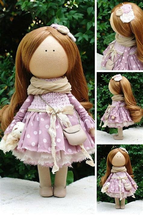 Fabric Doll Handmade Doll Tilda Doll Rag Doll Puppen Baby Doll Brown