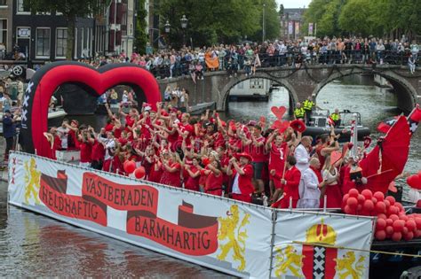 boat from the city of amsterdam the gay pride at amsterdam the netherlands 2019 editorial