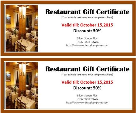 Restaurant Gift Certificate Template TEMPLATES EXAMPLE TEMPLATES EXAMPLE Gift