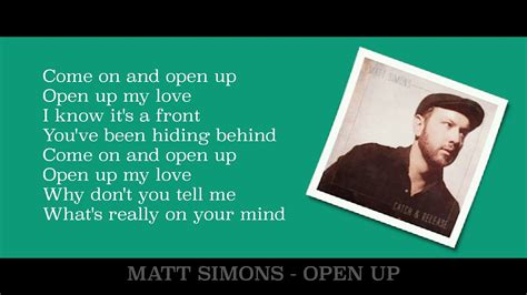 Matt Simons Open Up Fgl Official Lyrics Youtube