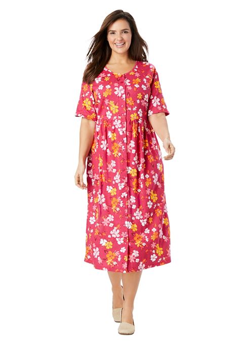 Woman Within Woman Within Womens Plus Size Button Front Essential Dress