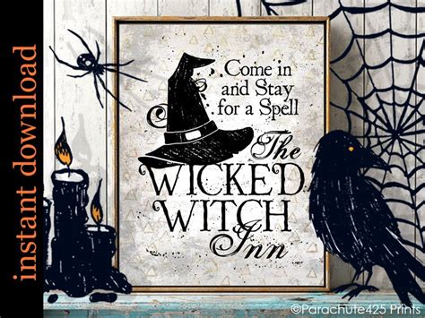 The Wicked Witch Inn Printable Wall Art For Halloween Decor Etsy