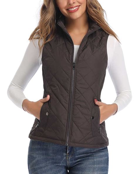 women s vests zip up quilted padded lightweight vest for women