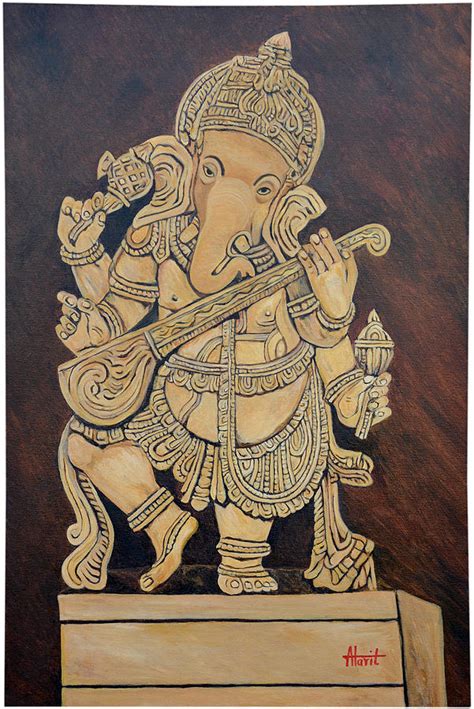 Ganesha Playing Veena Painting By Ajay Harit Pixels