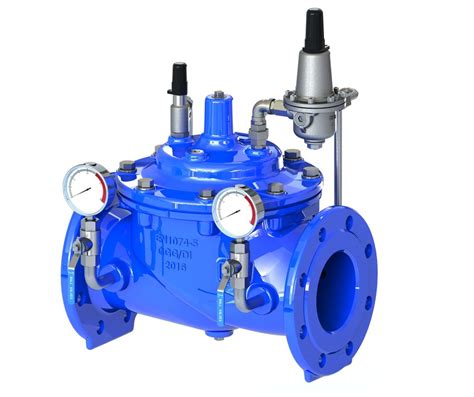 Blue Diaphragm Water Pressure Reducing Valve With Stainless Steel 304 Pilot