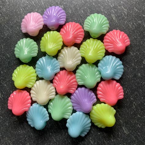 Opaque Plastic Scallop Shell Beads Mixed Colour Etsy