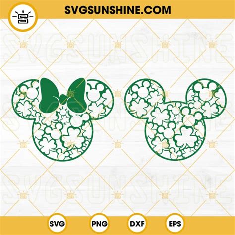 Mickey Minnie Mouse Head Shamrock Svg Four Leaf Clover Svg Disney St