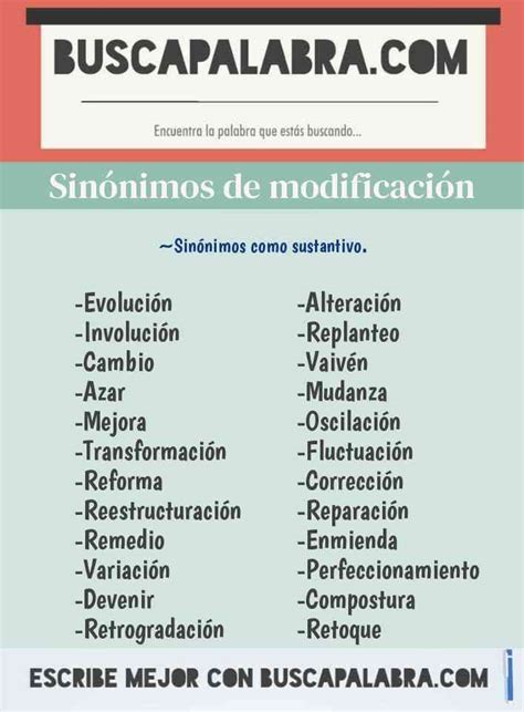 Sinónimos Y Antónimos De Modificación 29 Sinónimos Y 6 Antónimos Para