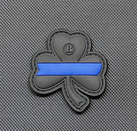 Britkitusa Thin Blue Line Clover Pvc Morale Patch Hook Backing High