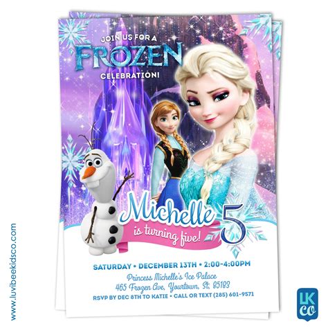Frozen Birthday Invitation Style 02 Frozen Elsa Anna And Olaf Birt