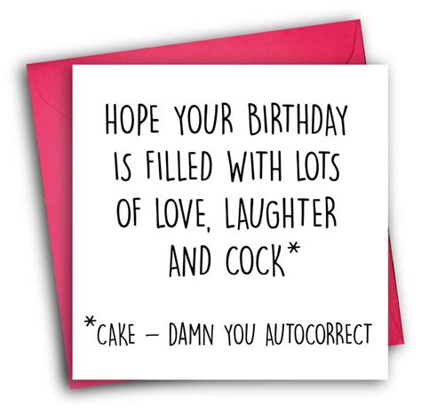 funny birthday card rude birthday card autocorrect etsy