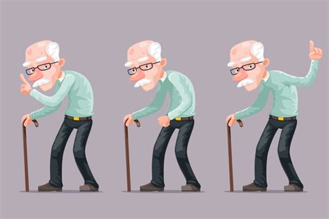 Bent Old Man Cane Wise Moral ~ Illustrations ~ Creative Market