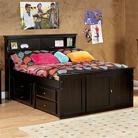 Full Storage Bed Bookcase Headboard Black Cherry Bookcase Bed Bed