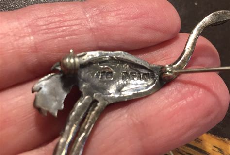 Sterling Silver Crane Egret Bird Brooch Pin Antique Etsy