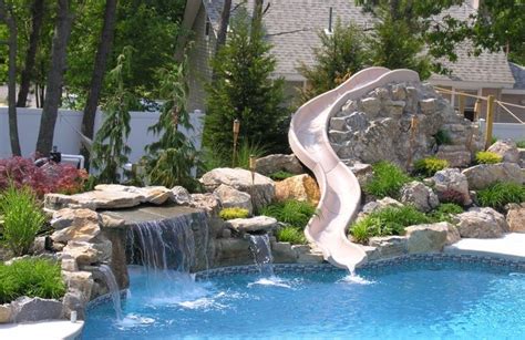 Rock Slides For Inground Pools Bing Images Pool Waterfall Backyard