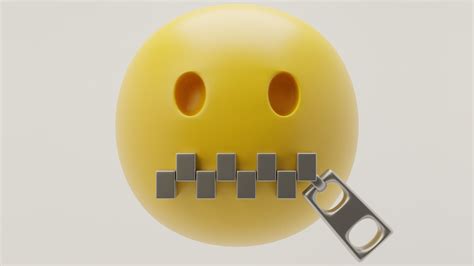 3d Zipper Mouth Emoji Cgtrader