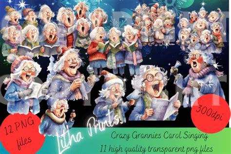 crazy grannies carol singing graphic by litha prints · creative fabrica