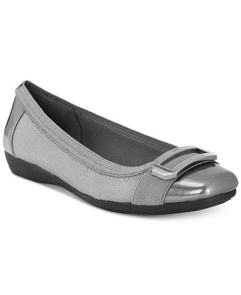 Anne Klein Sport Uplift Buckle Flats In Gray Lyst