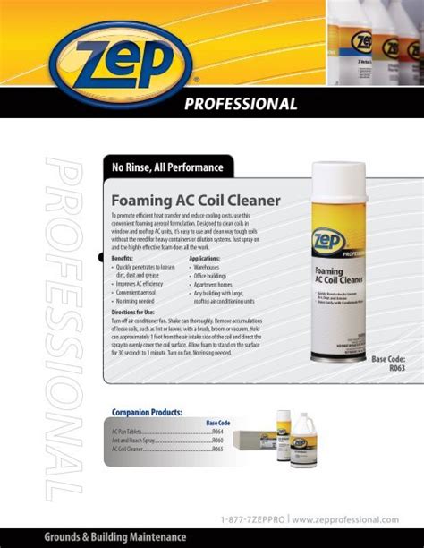 Foaming Ac Coil Cleaner Zep Professional